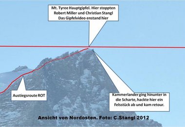 Detail Mt. Tyree von Norden mit Hauptgipfel und tiefer liegender Felsnase.