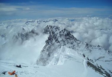 Blick vom Gipfel des Everest zum Lhotse