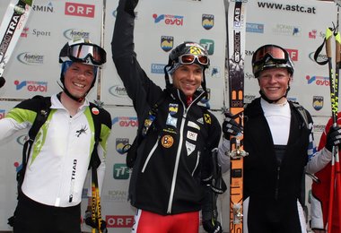 Achensee-X-Treme: Die Tagessieger (vlnr) Kuhar, Fasser und Rottmoser; Foto: Anton Oberguggenberger