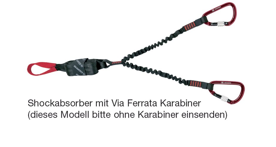 Shockabsorber mit Via Ferrata Karabiner (dieses Modell bitte ohne Karabiner einsenden)