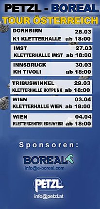 Termine der Boreal & Petzl Climbingtour in Österreich