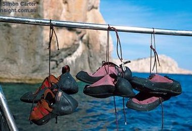 Man braucht nicht viel zum Deep- Water- Soloing, nur trockene Schuhe.© Simon Carter/onsight.com.au