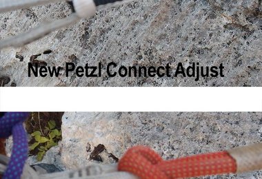 Der größte Unterschied zwischen alter und neuer Petzl Connect Adjust ist der deutlich kleinere und besser ausgeführte Einbindeknoten.