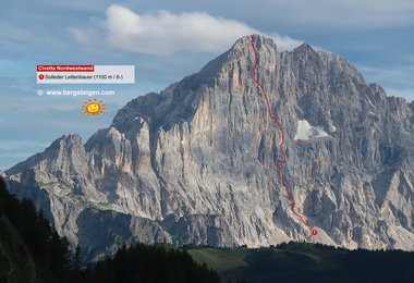Die Civetta Nordwestwand mit der Solleder Lettenbauer (c) Axel Jentzsch-Rabl
