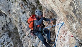 Direkte Ostwand Moritz bei der Sanierung 2. Sl der Tech Passage 7+A0