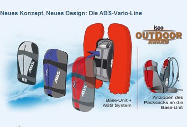 ABS-Vario-Line: Der Lawinenairbag mit dem Packsack-Wechselsystem
