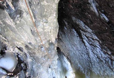 Joggl Steinhauser in der 5ten Seillänge