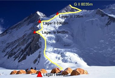 Gerlinde Kaltenbrunner steht am Donnerstag den 21. Juli auf dem Gipfel des Gasherbrum II (8035 m)