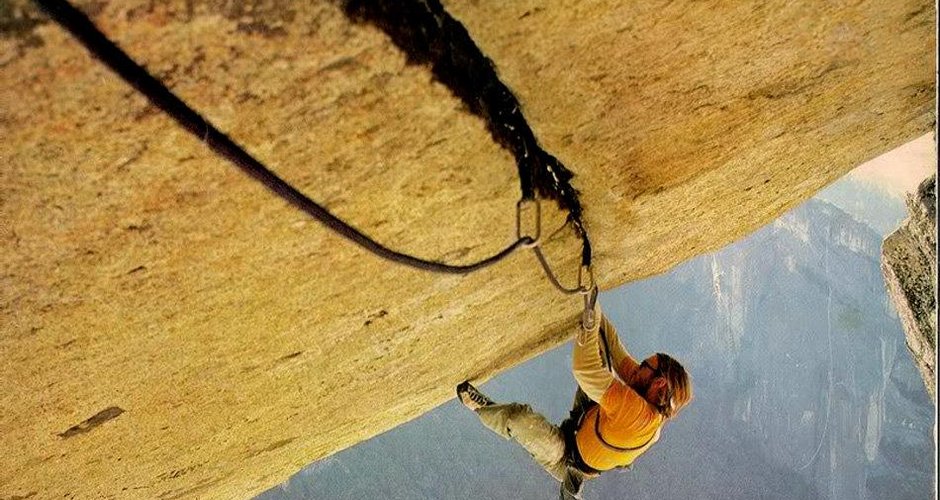 Ray Jardine klettert "Separate Reality" im Yosemite im Jahr 1977; Foto John Lakey