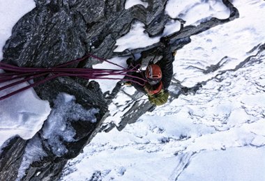 Robert Jasper in der Matterhorn Nordwand (c) Roger Schaeli