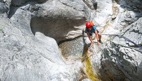 Im oberen Teil - Ecke mit Fixseil - Wasserfallwandl