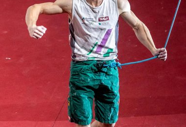 Jakob Schubert of Austria during the final of Men Combined competition, Boulder of the IFSC Climbing World Championships 2018. Innsbruck (c) Johann Groder