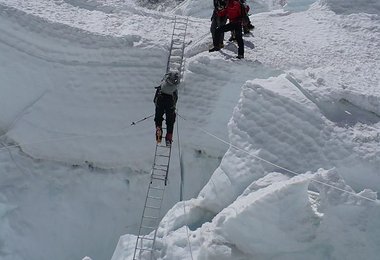 Im Abstieg durch den oberen Teil des Eisbruchs