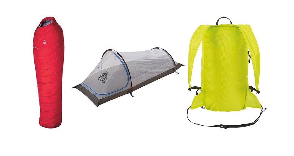 ED 500 Schlafsack, Minima 1 SL Zelt und Ghost Rucksack
