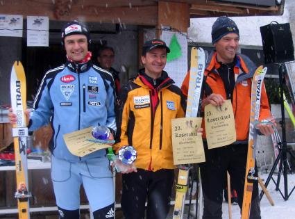 Stock-Laserzlauf: Auf dem 2. Platz beim Laserzlauf. Der Pongauer Markus Stock (links im Bild), daneben Sieger Alex Lugger (Kärnten) und Hansjörg Lunger (Meran