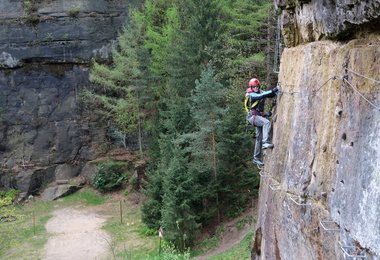 Die Ferrata an der Ochelbaude im Elbsandsteingebirge.