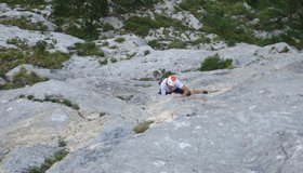 6. Seillänge mit der schwierigsten Stelle der Route