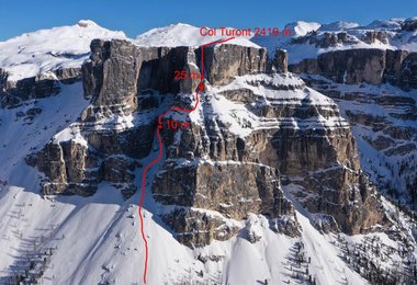 Ski Erstbefahrung Col Turont Nordwand (c) Hermann Comploj