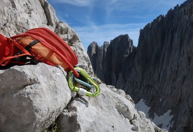 Unterwegs an der Christaturm Südostkante im Wilden Kaiser.