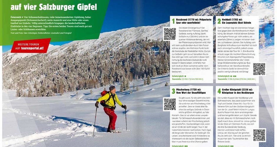 Mit Schneeschuhen auf vier Salzburger Gipfel