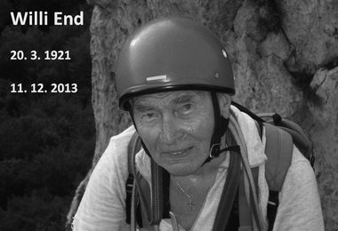 Ein großer Alpinchronist und Bergsteiger ist nicht mehr - Willi End (20.3.1921 - 11.12.2013 †) - Foto: Erich Schuller, Willi End im "Weg der Erstbesteiger" Cimone, Peilstein 