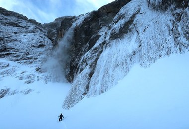 Die erste Wandstufe der zentralen Zugspitze-Nordwand; Foto: Fritz Miller