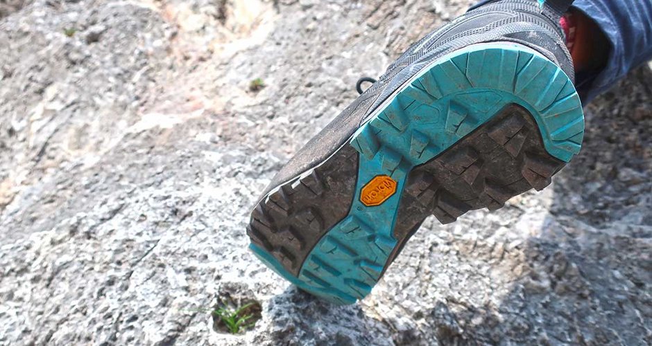 Die Vibram-Sohle des Aku Rock DFS GTX im Detail.