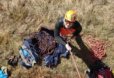 Beim Klettern im Wilden Kaiser.