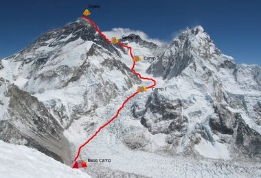 Die geplante Route zum Everest