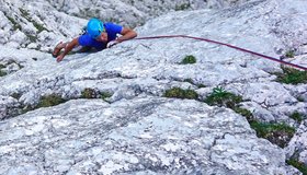 7. SL - Runout zum Stand, da muss ordentlich zugepackt und sauber getreten werden