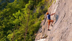 Der leichte Mittelteil des Wälder-Klettersteiges