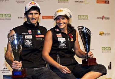 Das Boulderweltcup-Siegerpaar Kilian Fischhuber und Anna Stöhr