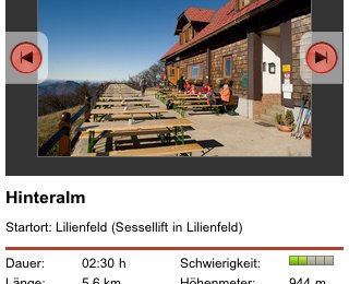 Schöne Tourendarstellung am I-Phone