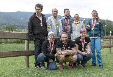 Die Sieger der zweiten österreichischen Paraclimbing-Meisterschaften. (Foto: KVÖ / Moritz Liebhaber)