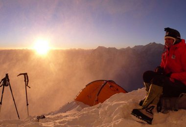 Gerlinde Kaltenbrunner in Lager II; Foto: David Göttler