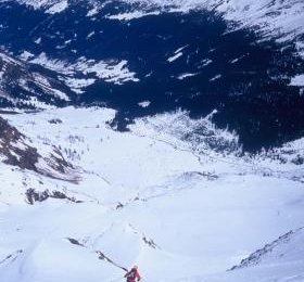 Skiabfahrt im unteren Teil der Sonnblick Nordwandrinne