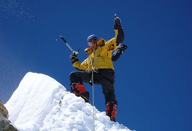 Richard Stihler am hoechsten Punkt des Manaslu