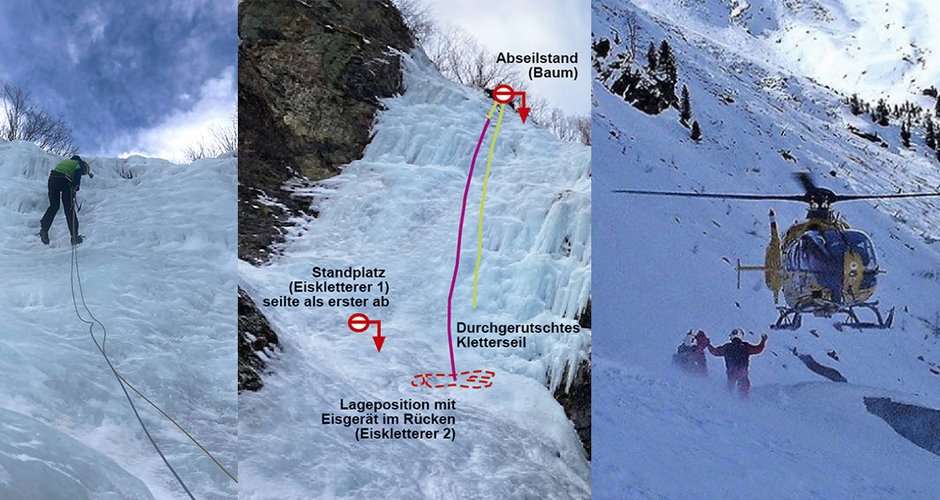 Der Abseilvorgang am Hintersee Eisschild (Felbertal)