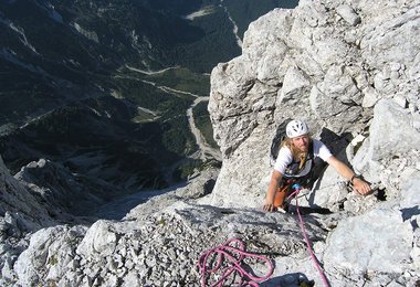 Andi Riesner beim Ausstieg aus der Schermberg-Nordwand