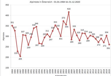 Alpintote in Österreich - 01.01.1984 bis 31.12.2020