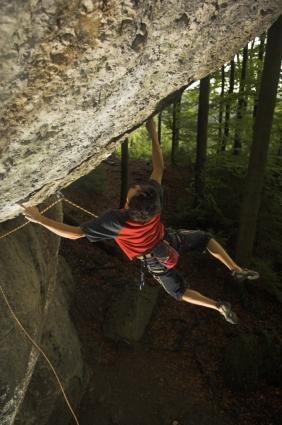 Kilian Fischhuber (AT) bei der 9ten Begehung. Foto: Hermann Erber