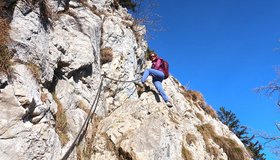 Die steilste Passage des Wasserwand Klettersteiges