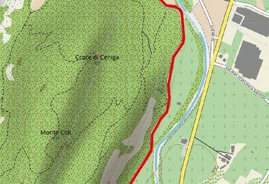 Das Fahrverbot bei der Parete San Paolo in der Karte