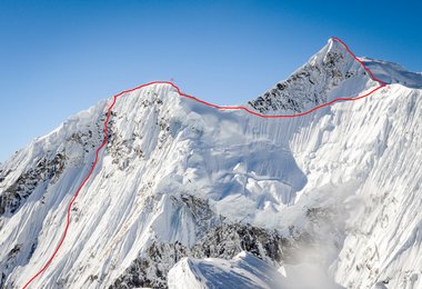 Die Route bei der Erstbesteigung des Likhu Chuli (6.719 Meter); Photo: visualimpact.ch | Thomas Senf