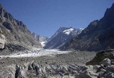 Das Mer de Glace und die Grandes Jorasses