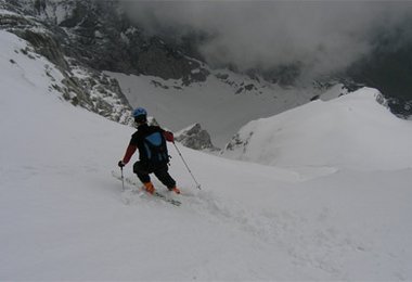 Abfahrt durch die Ostwand des Hohen Göll