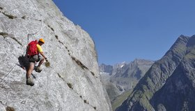 Die Plattennase am Ende der schweren Variante - Baltschiedertal Klettersteig