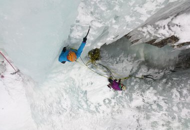 Beim Eiskletterkurs bei der Bergführerausbildung