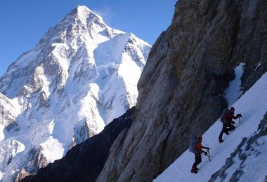 David und Daniel im Ausftieg oberhalb Lager I