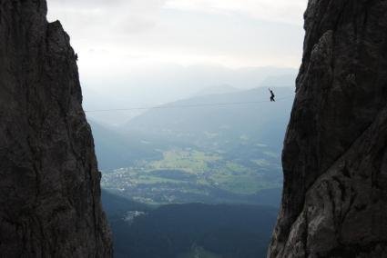 Die Highline über dem Trichter am Göll © Martin Hornberger